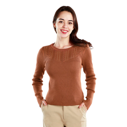 knitted pattern sweater top#color_tan