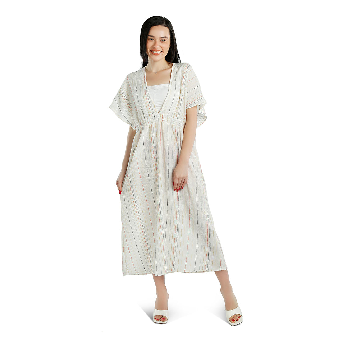 V-Neck Tassel Summer Cotton Dress