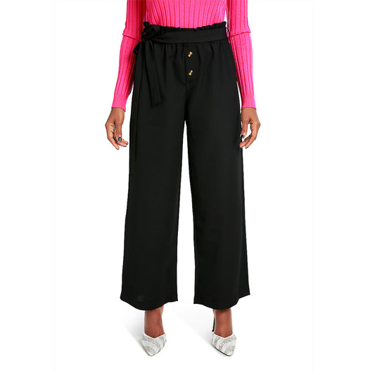 multi button high waisted pants#color_black