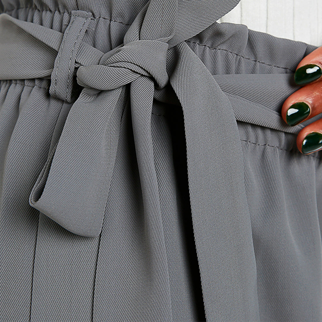 multi button high waisted pants#color_grey