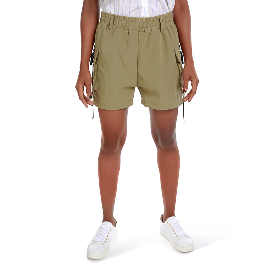 cargo high waisted shorts#color_olive