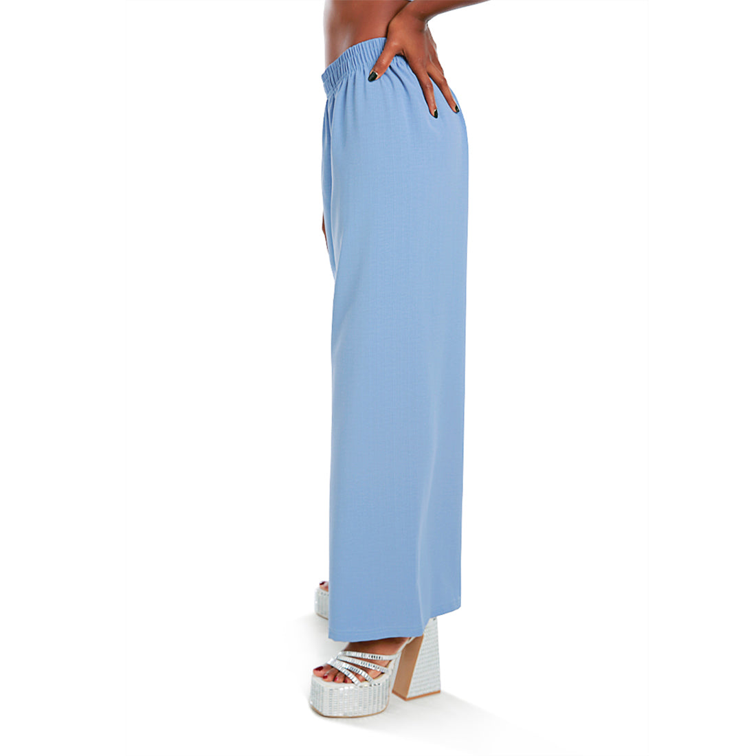 high waisted solid wide trouser pants#color_light-blue