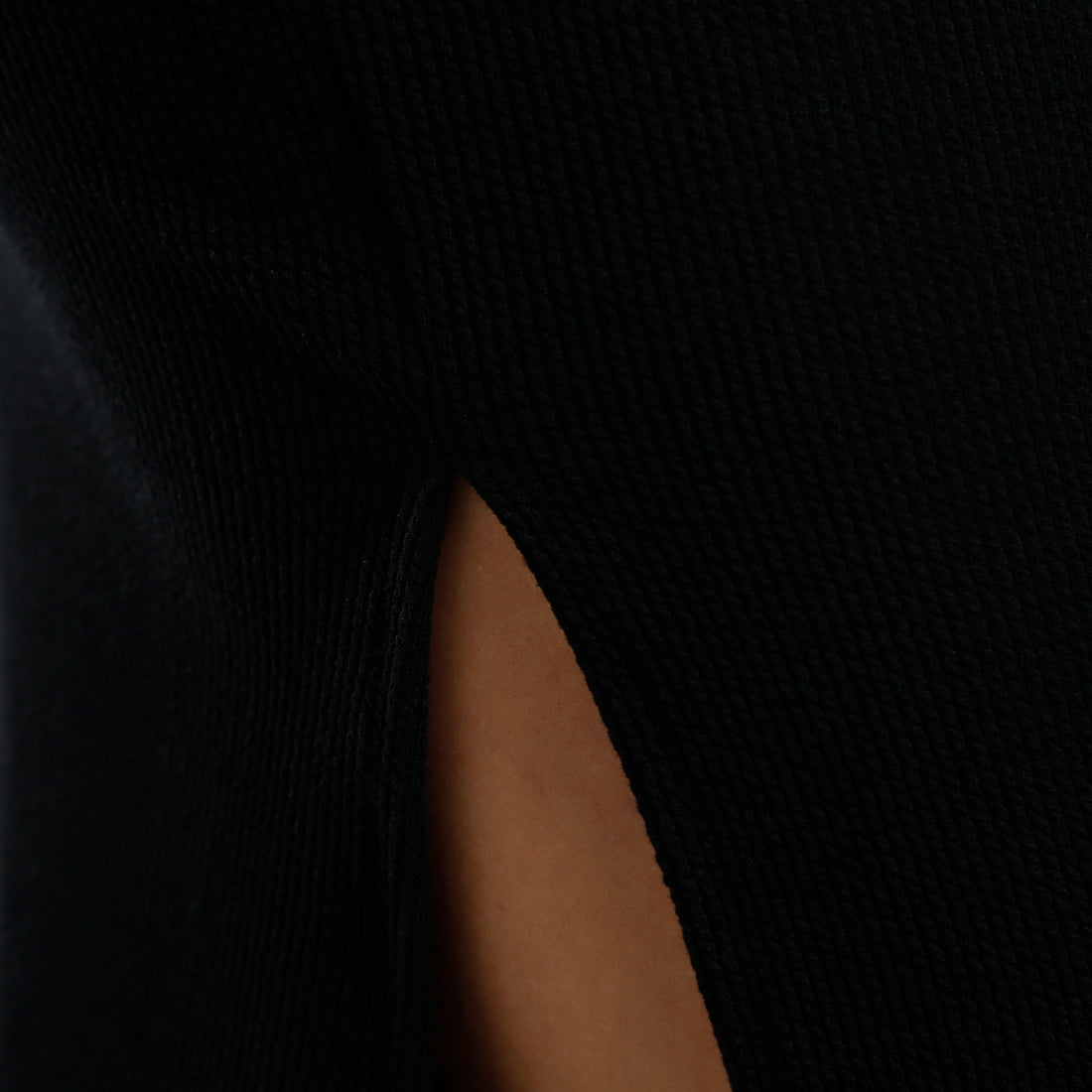 ribbed knit slit tank dress#color_black