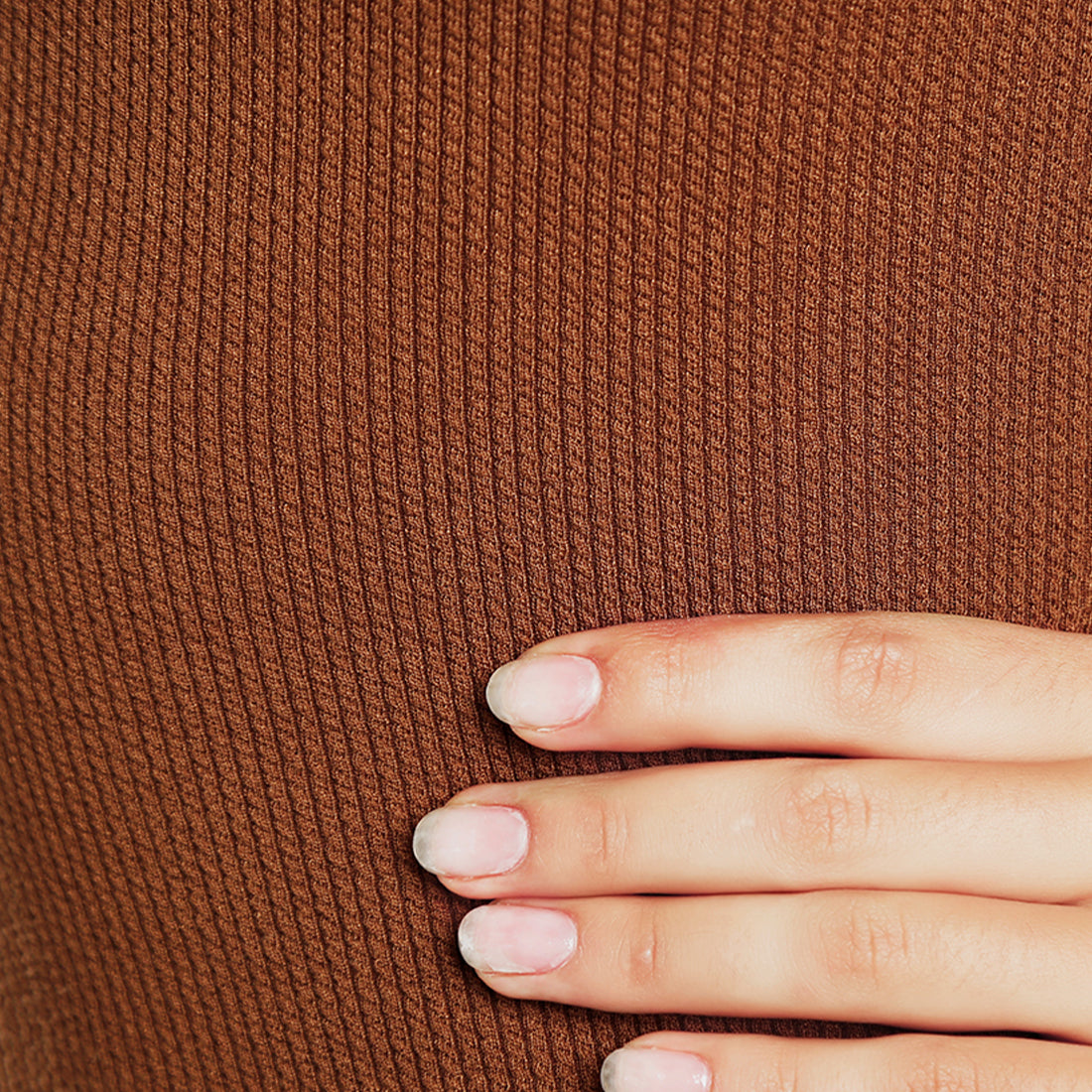 ribbed knit slit tank dress#color_brown