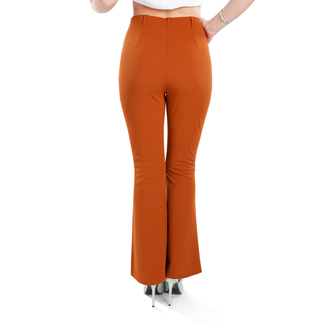 flared cut trousers#color_brown