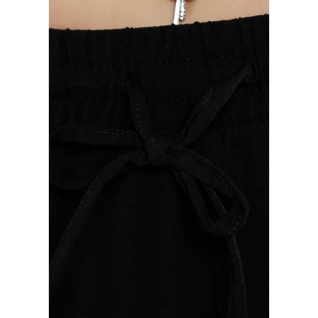 drawstring waistband cargo pants#color_black