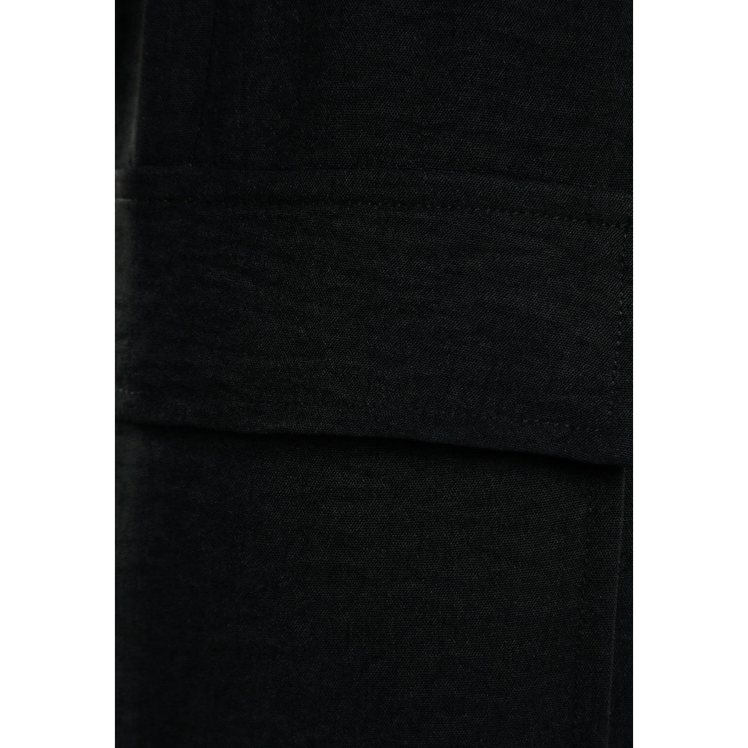 drawstring waistband cargo pants#color_black