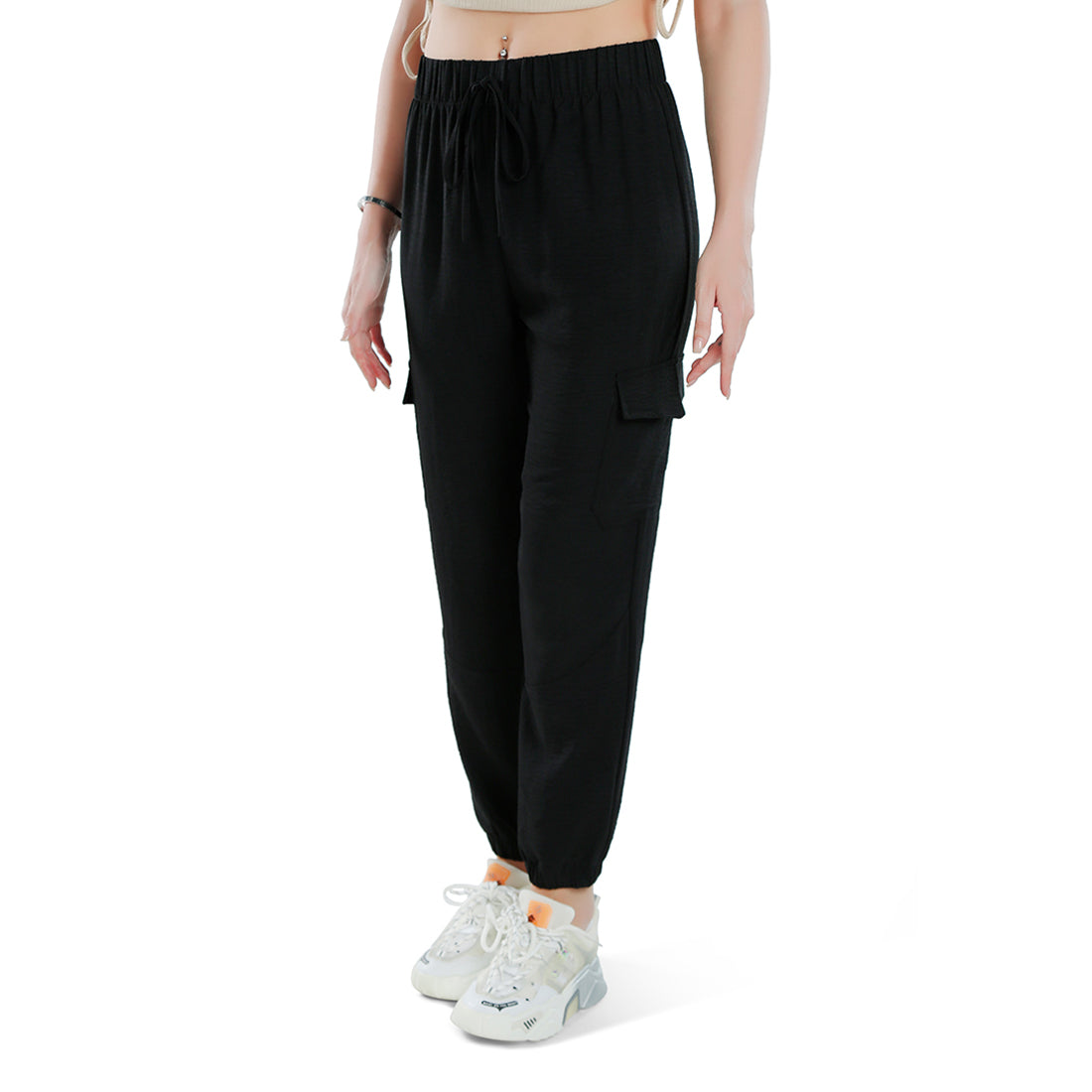 High-Rise Cargo Drawstring Pants