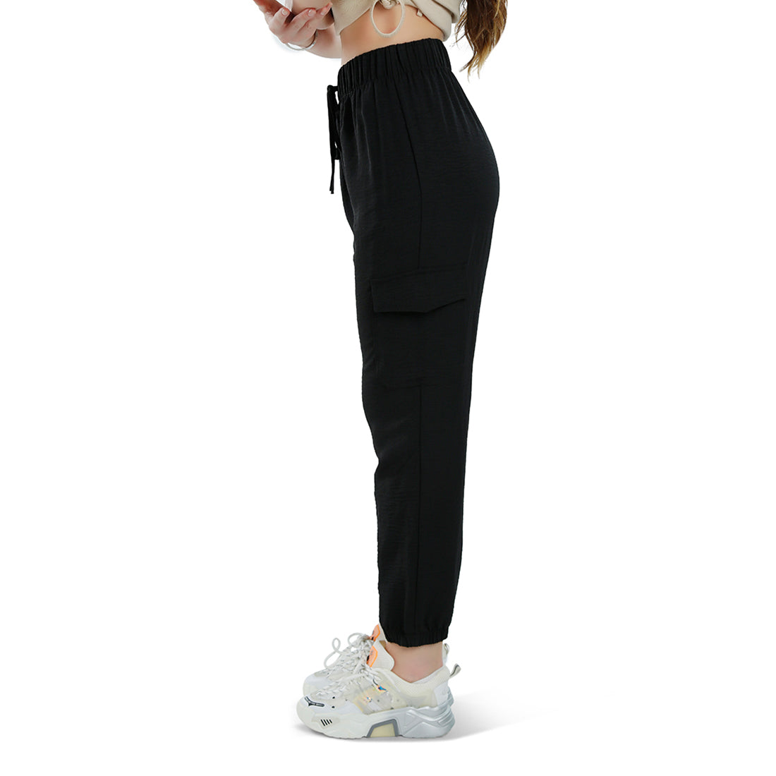 High-Rise Cargo Drawstring Pants