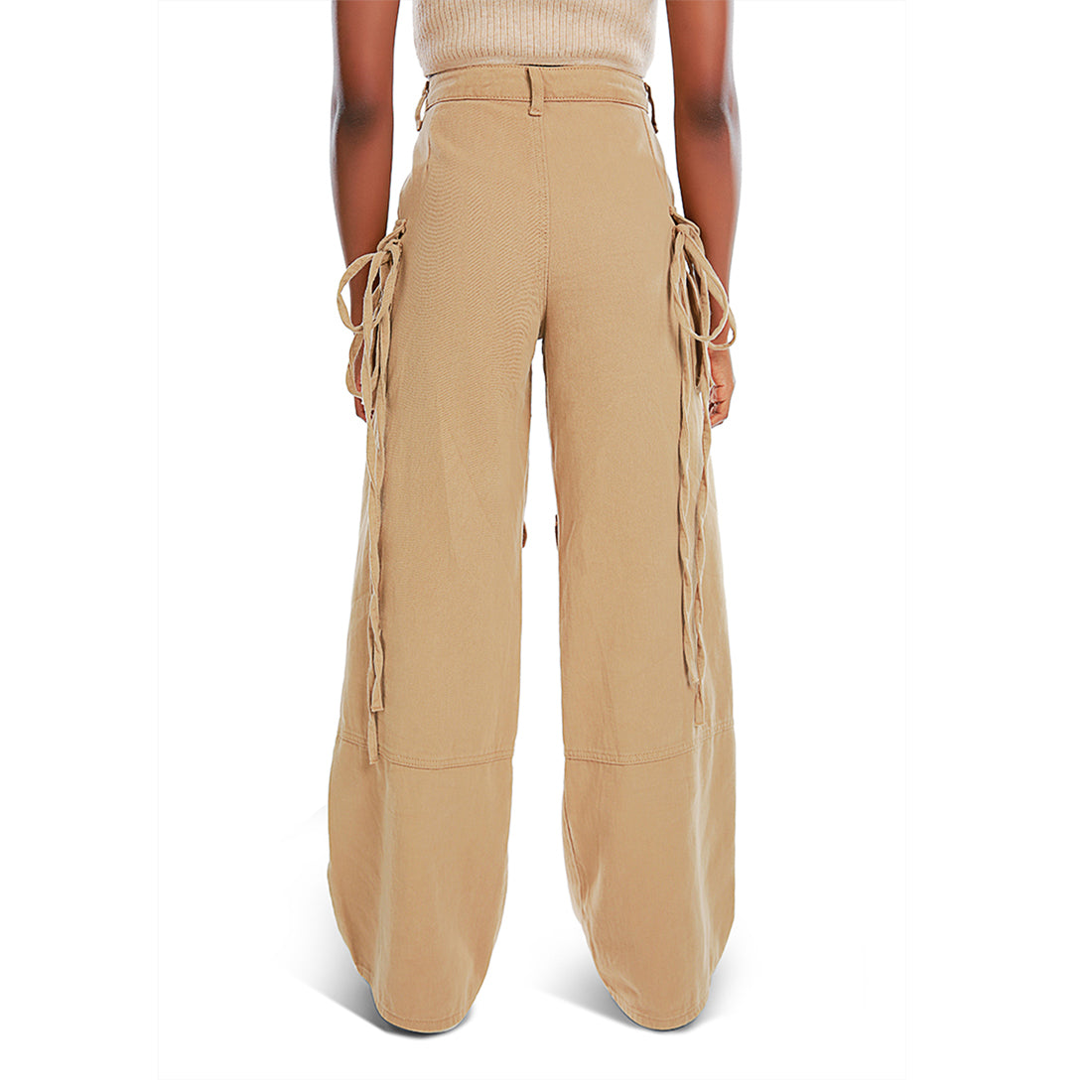 utility drawstring pocket pants#color_camel