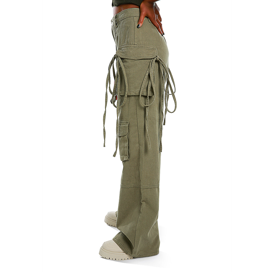 utility drawstring pocket pants#color_olive