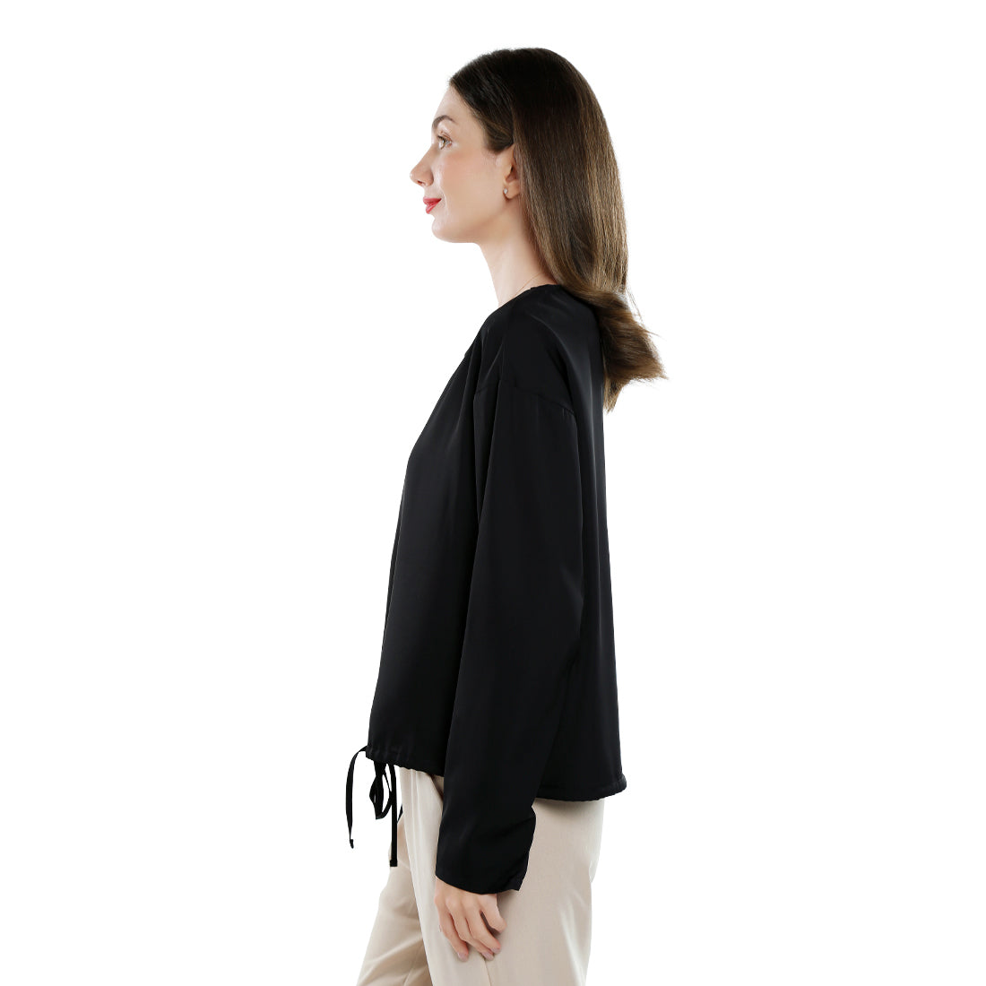 drawstring relaxed top#color_black