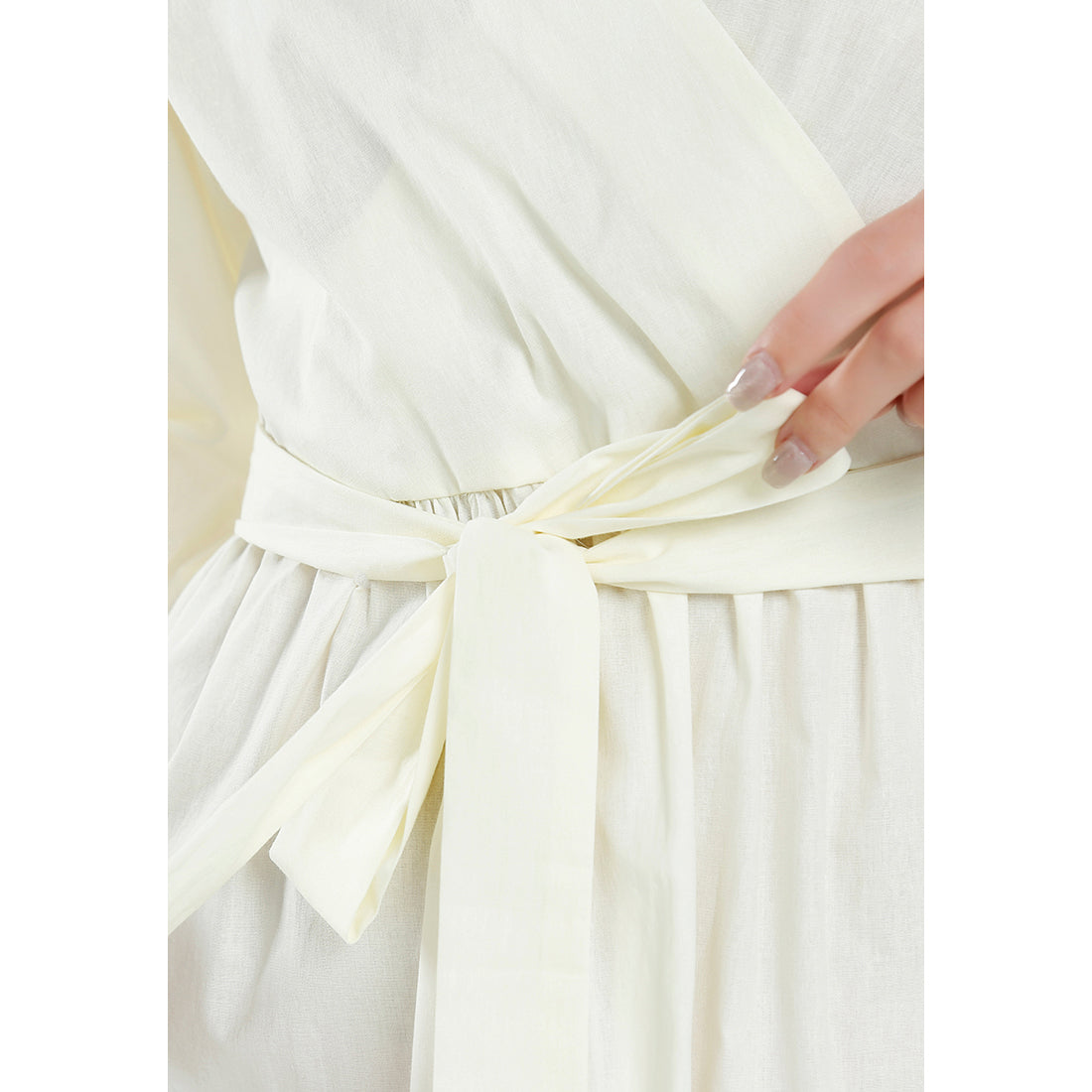 v-neck belt dress#color_off-white