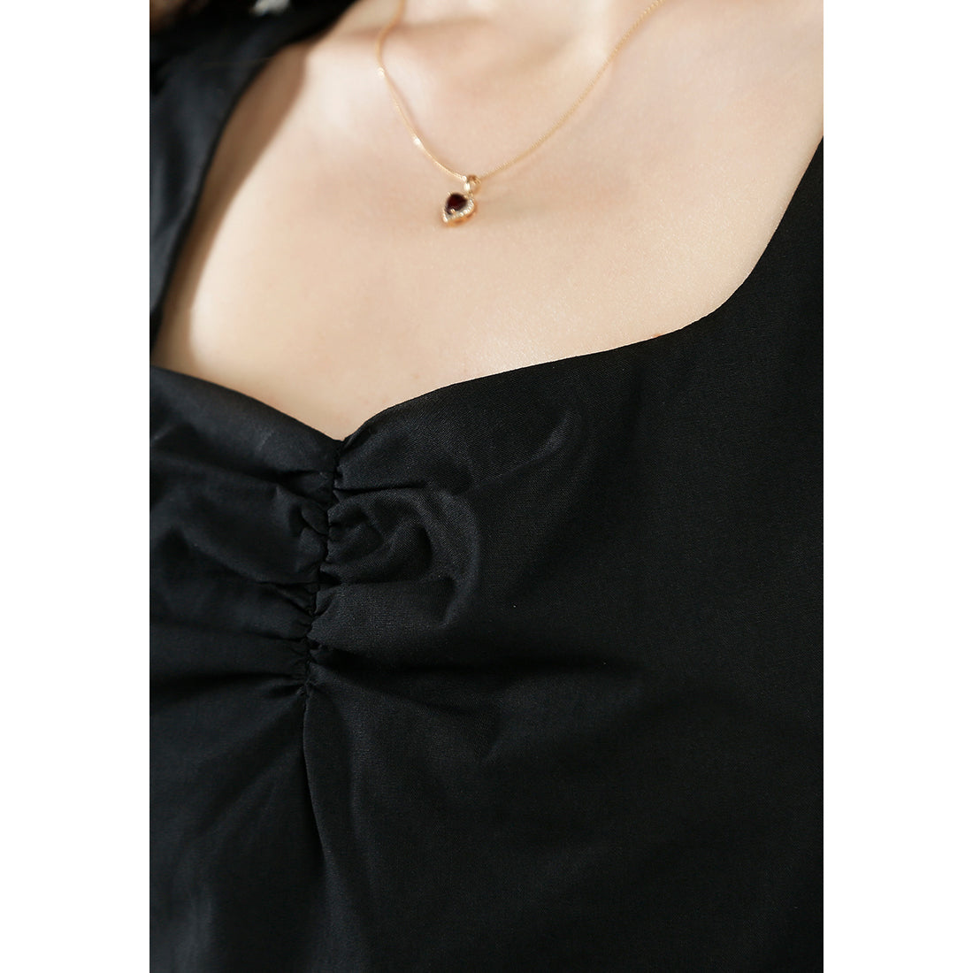 sweetheart neck a-line dress#color_black