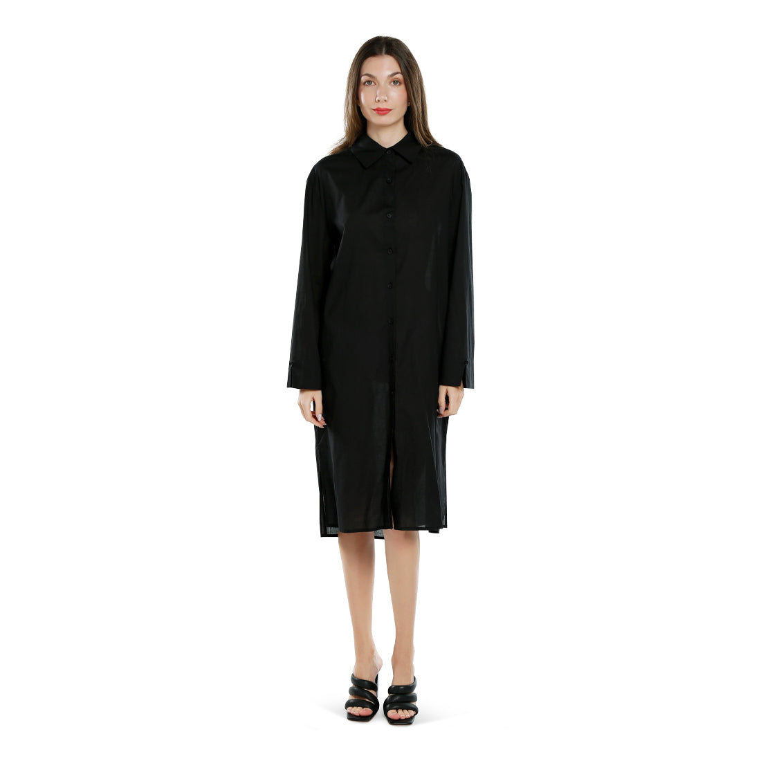 relaxed fit shirt dress#color_black