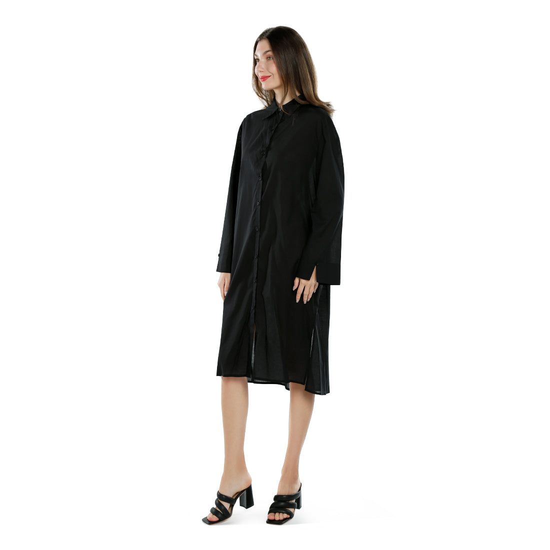 relaxed fit shirt dress#color_black