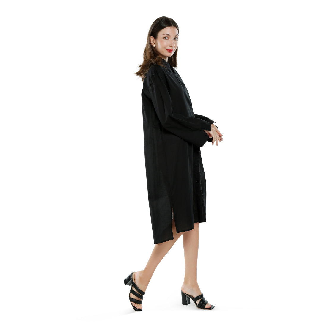 relaxed fit shirt dress#color_black