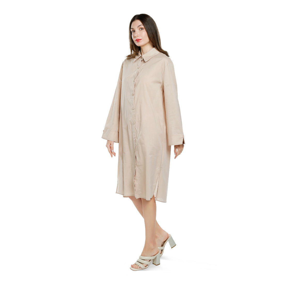 relaxed fit shirt dress#color_khaki