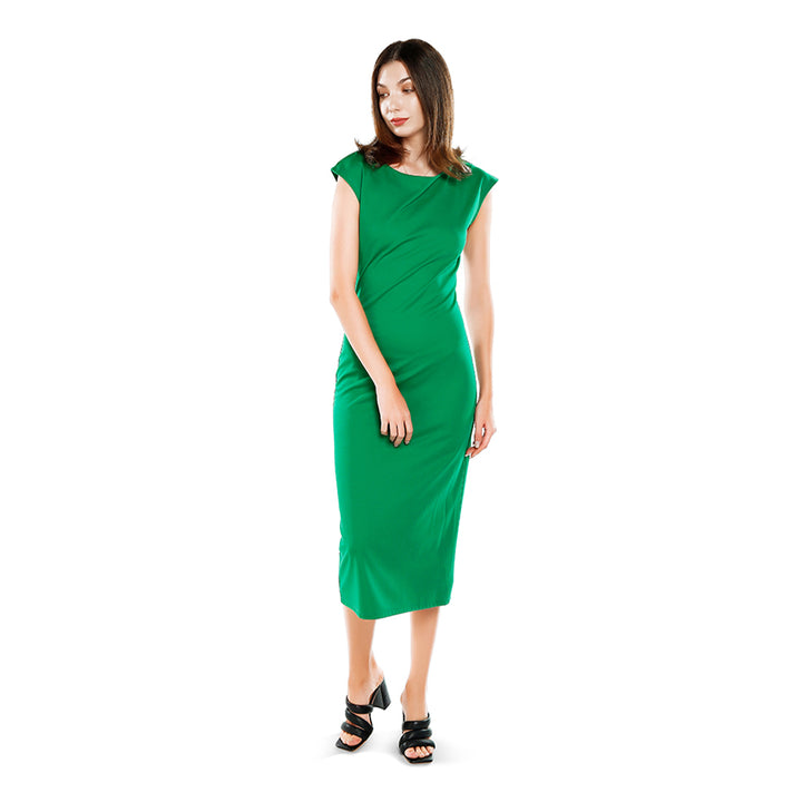 boat neck long dress#color_green