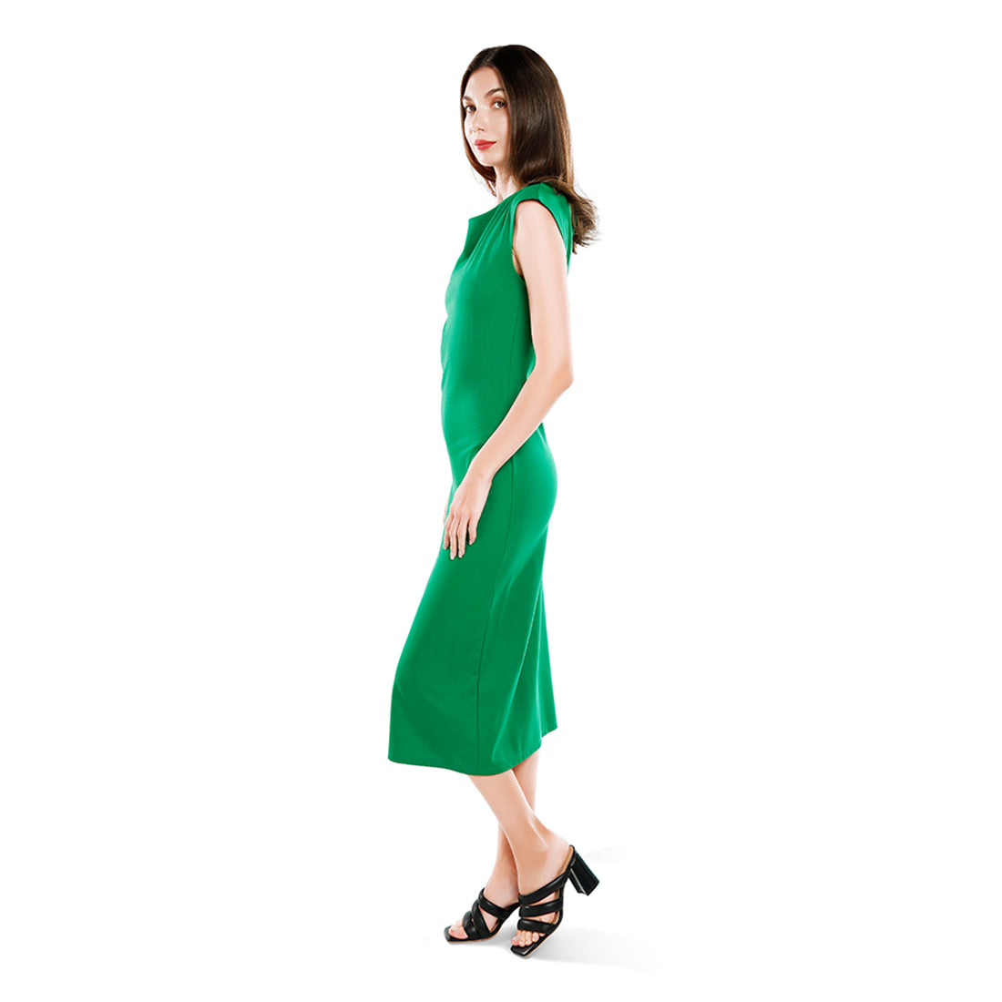 boat neck long dress#color_green