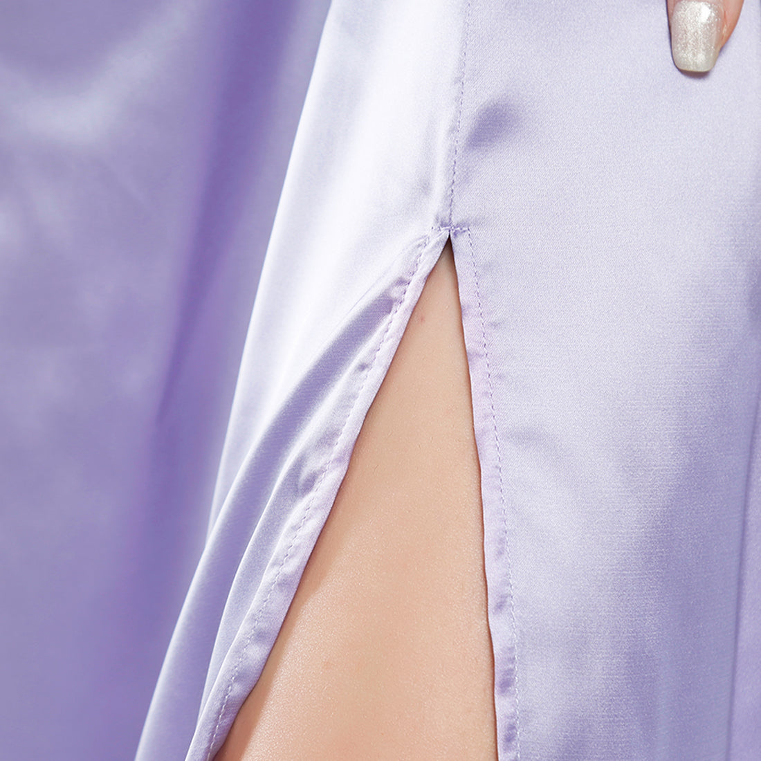 ruched detail slit slip dress#color_lavender