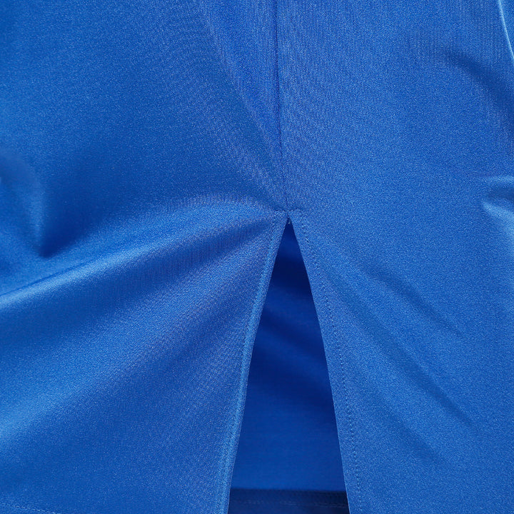 sleeveless draped knee length dress#color_royal-blue
