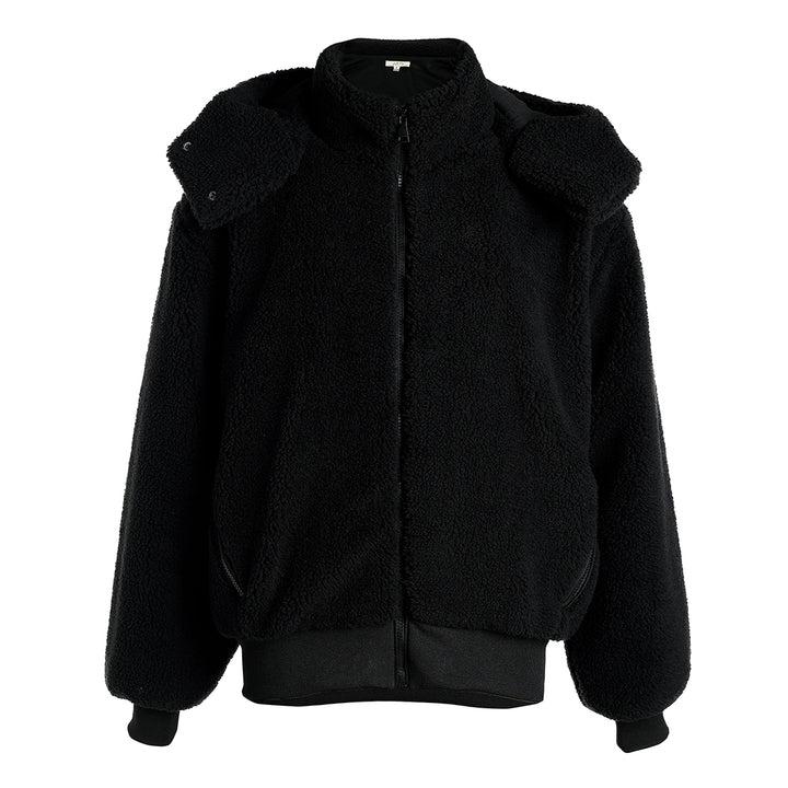 belted hooded long puffer jacket#color_black