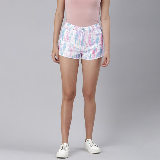 Blue Dip Dye Raw Hem Shorts