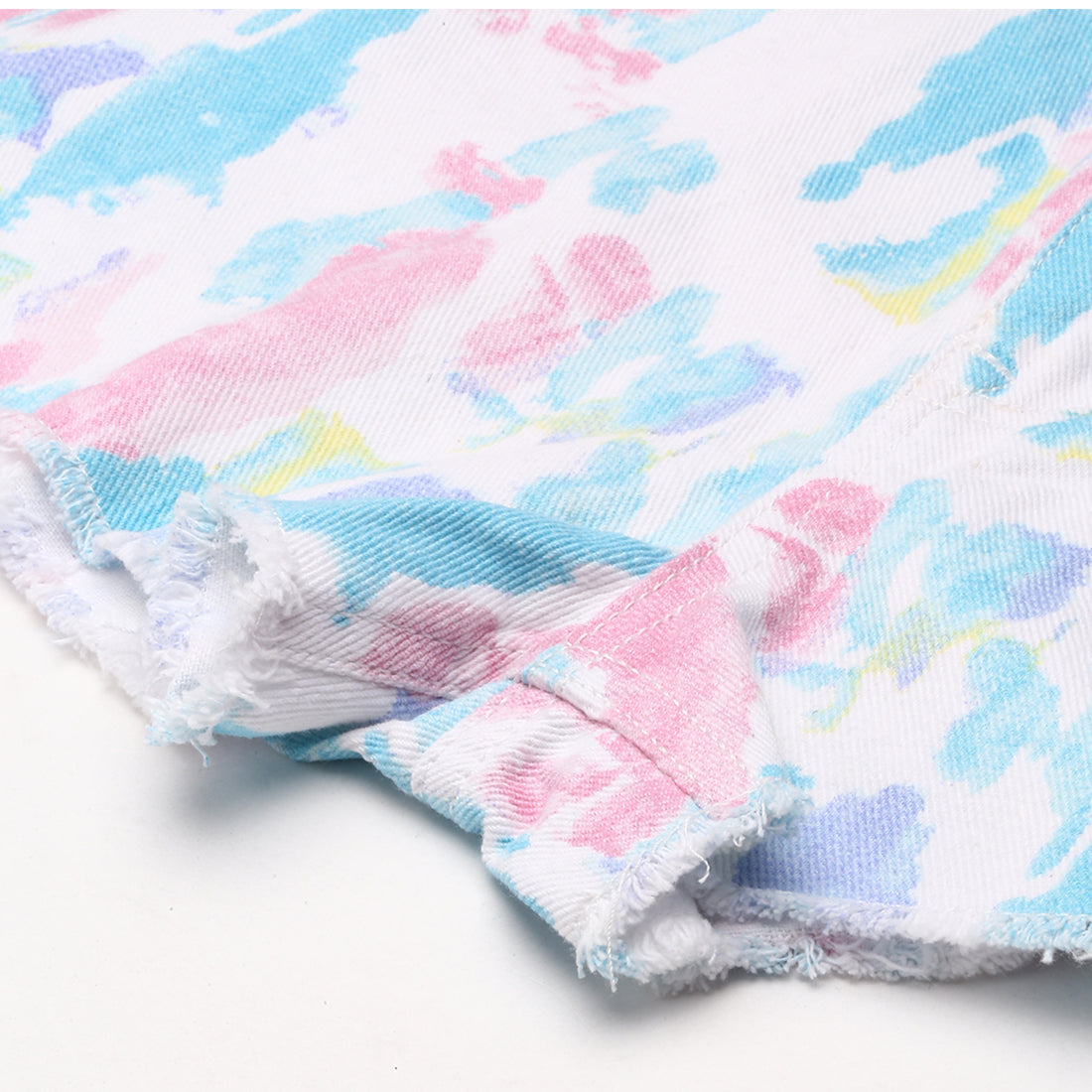 Blue Dip Dye Raw Hem Shorts