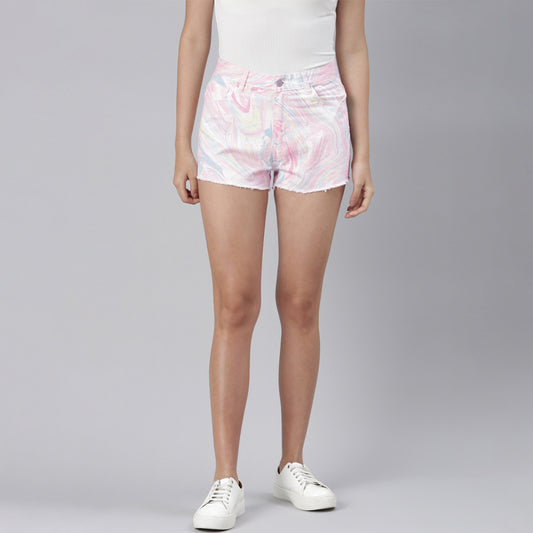 Multicolor Dip Dye Raw Hem Shorts