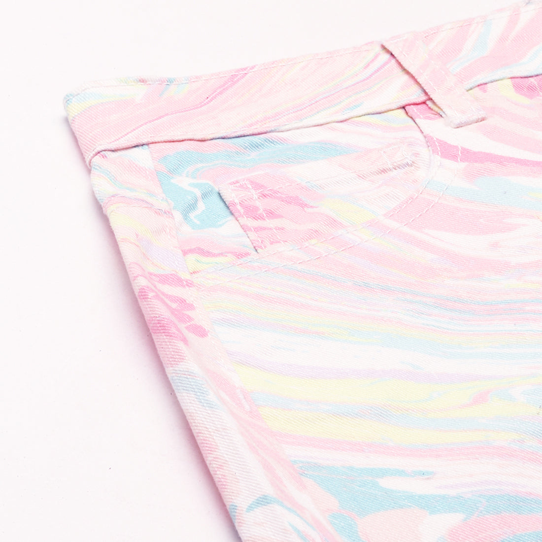 Multicolor Dip Dye Raw Hem Shorts