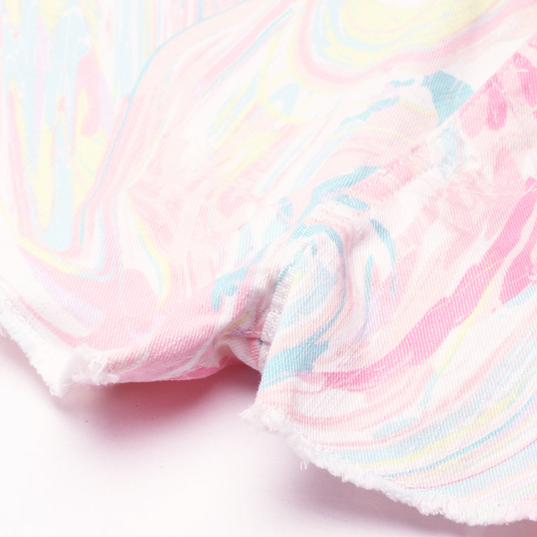 Multicolor Dip Dye Raw Hem Shorts