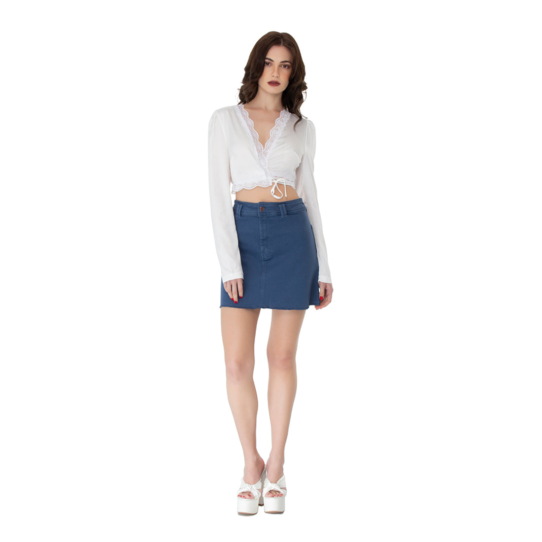 blue denim mini skirt#color_blue