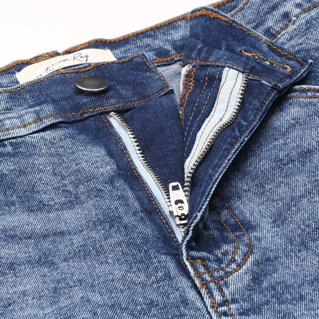 Light Blue High Waist Raw Hem Shorts