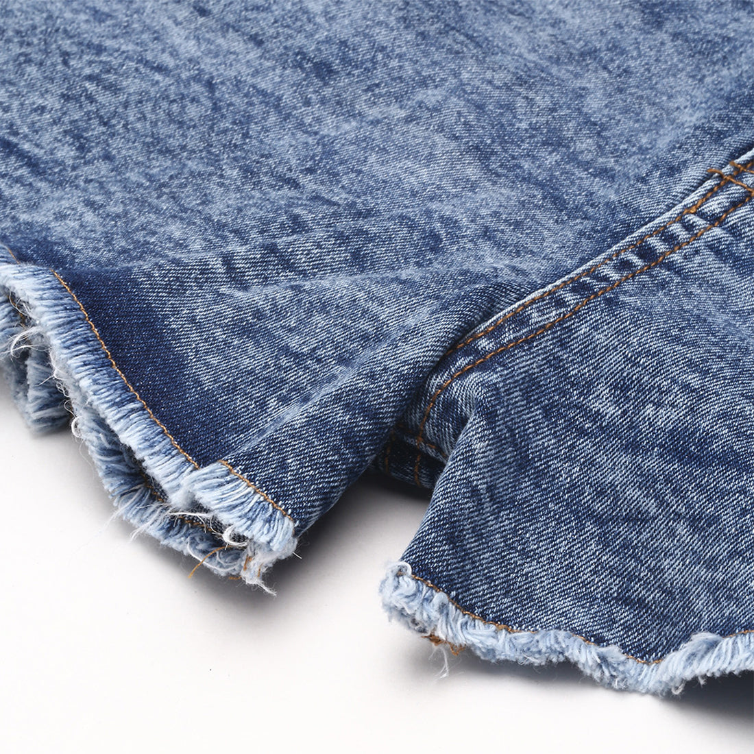 Light Blue High Waist Raw Hem Shorts