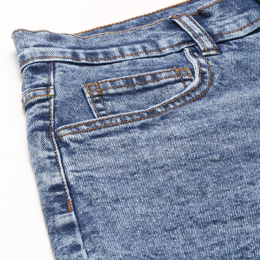 Light Blue High Waist Raw Hem Shorts