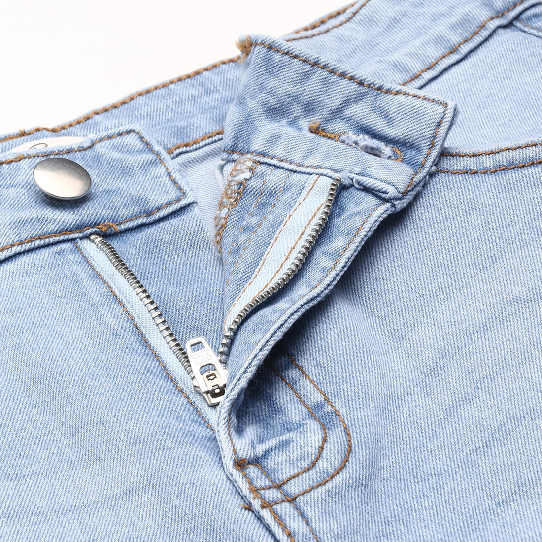 Light Blue High Waist Rolled Hem Shorts