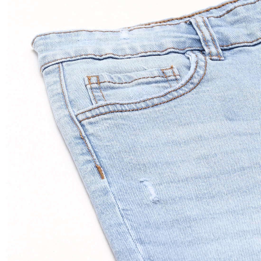 Light Blue High Waist Rolled Hem Shorts