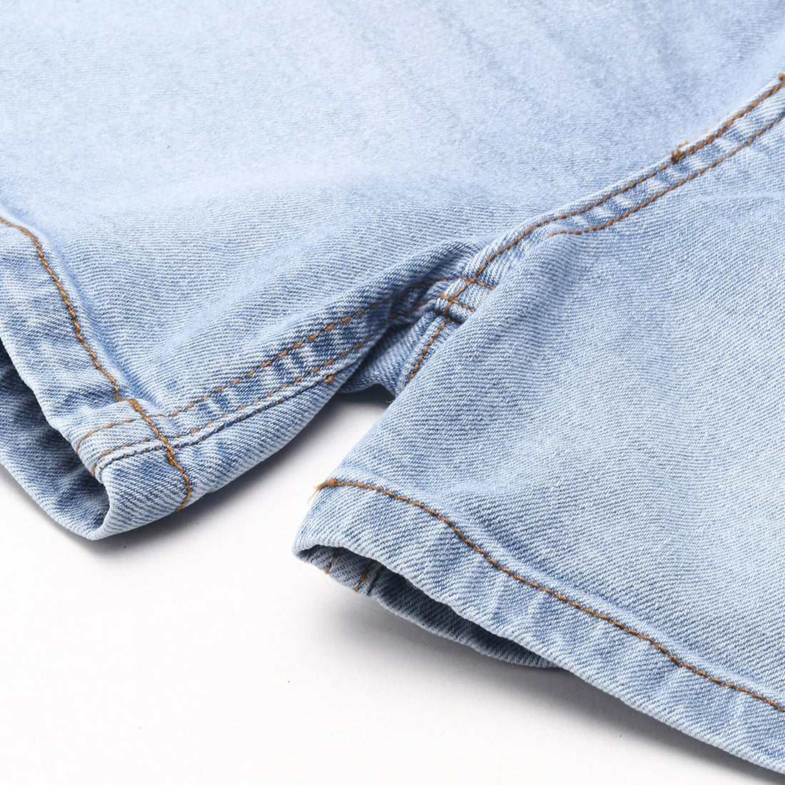 Light Blue High Waist Rolled Hem Shorts