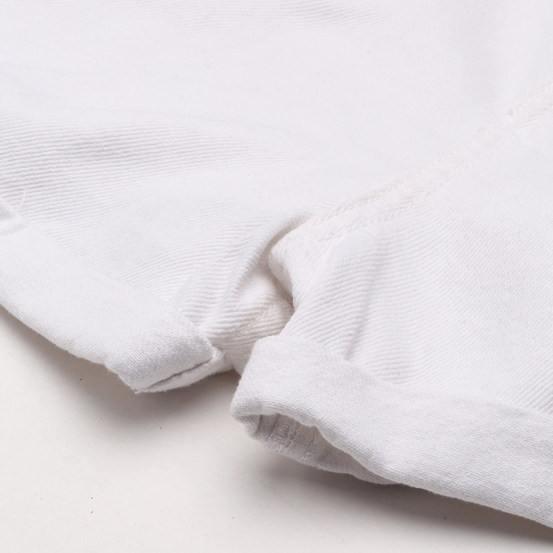 White Basic Upturn Hem Shorts