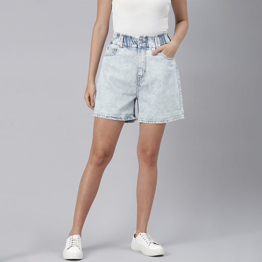 High Waist Light Blue Denim Shorts