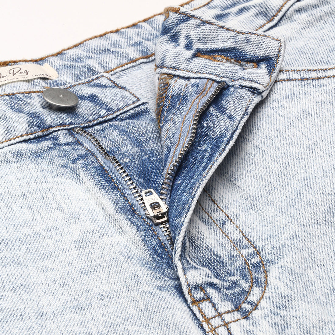 Blue Acid Wash Raw Hem Jeans Shorts