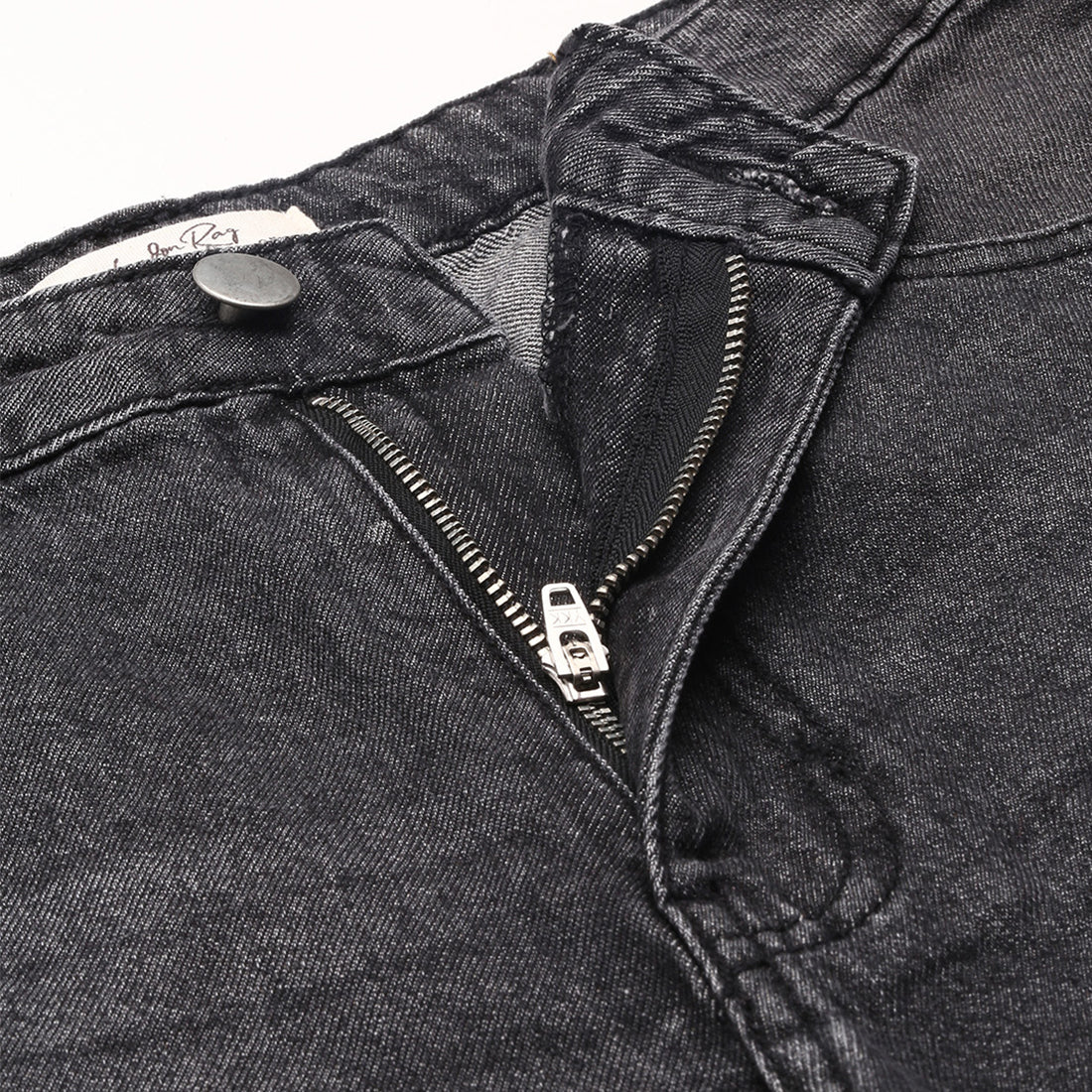 Grey Acid Wash Raw Hem Jeans Shorts