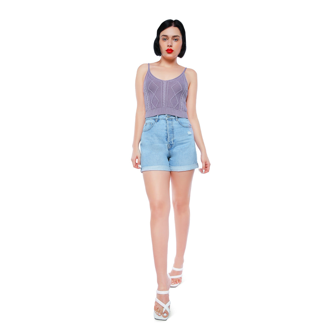 Light Blue Destroyed Denim Shorts