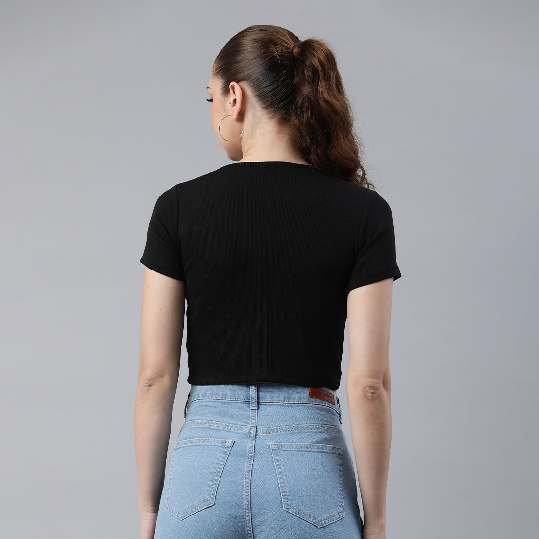 drawstring detail crop top#color_black