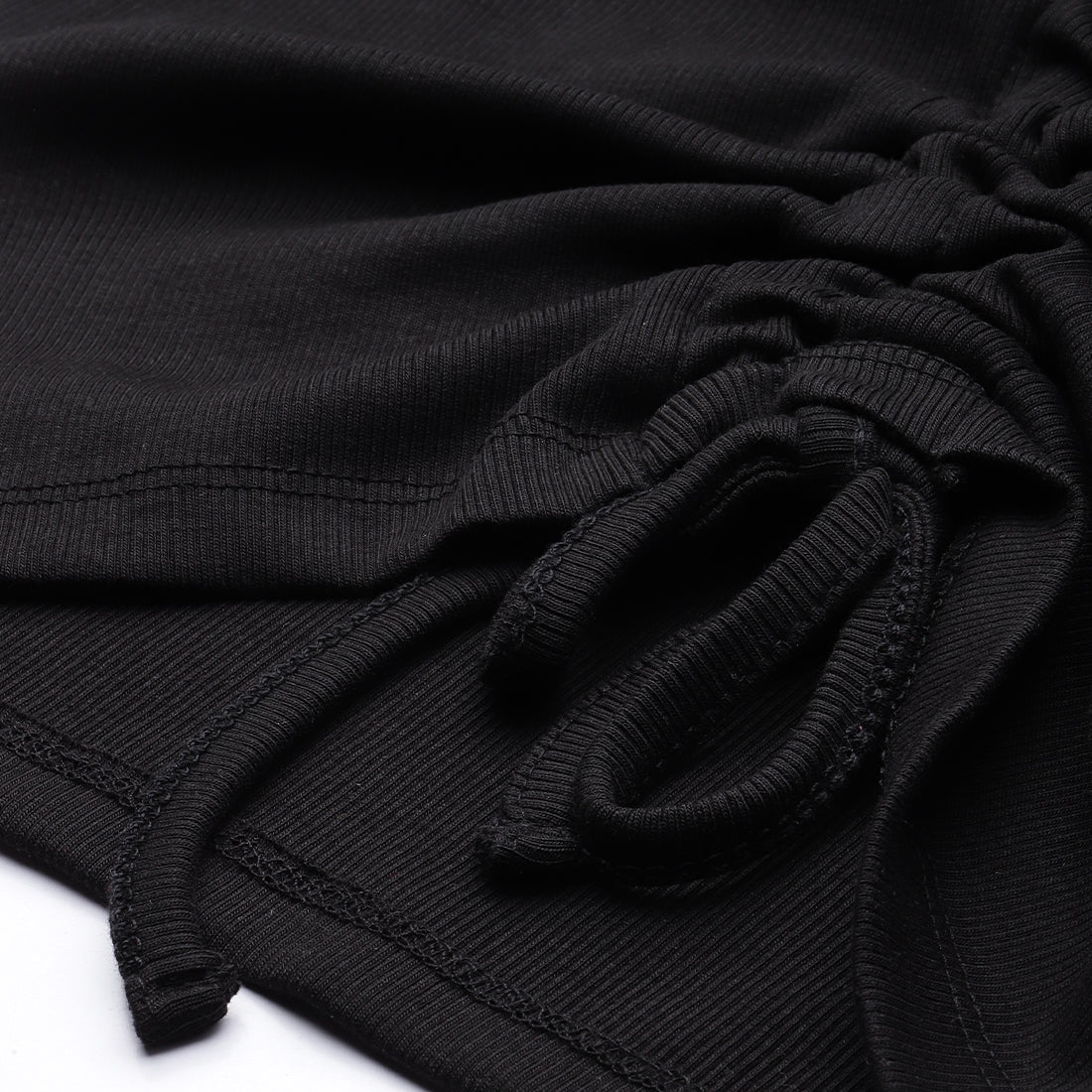 drawstring detail crop top#color_black