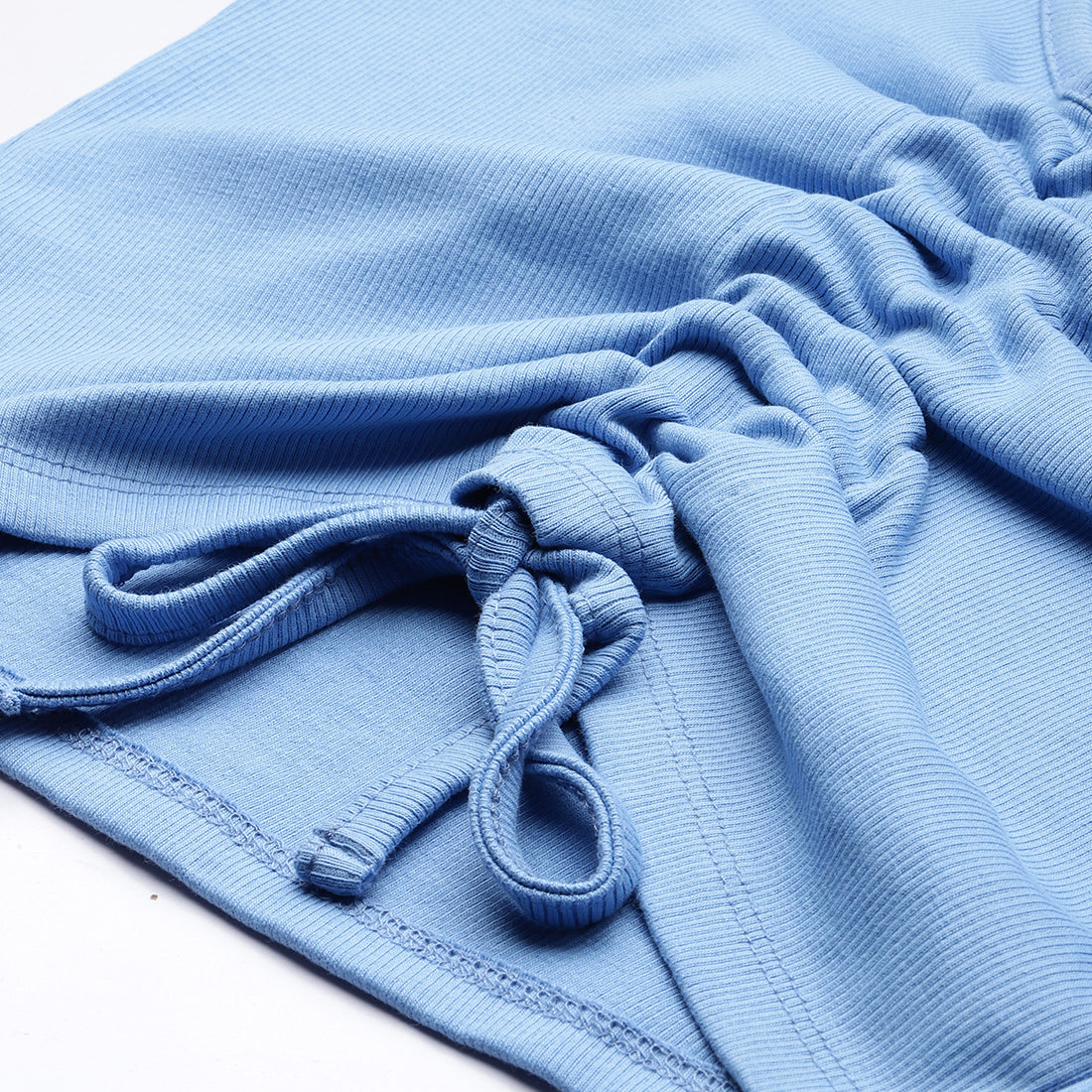 drawstring detail crop top#color_blue