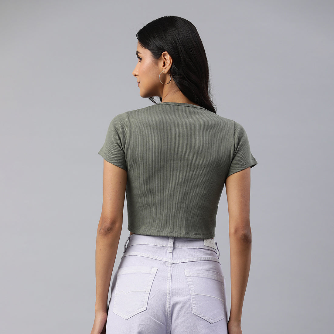 drawstring detail crop top#color_olive