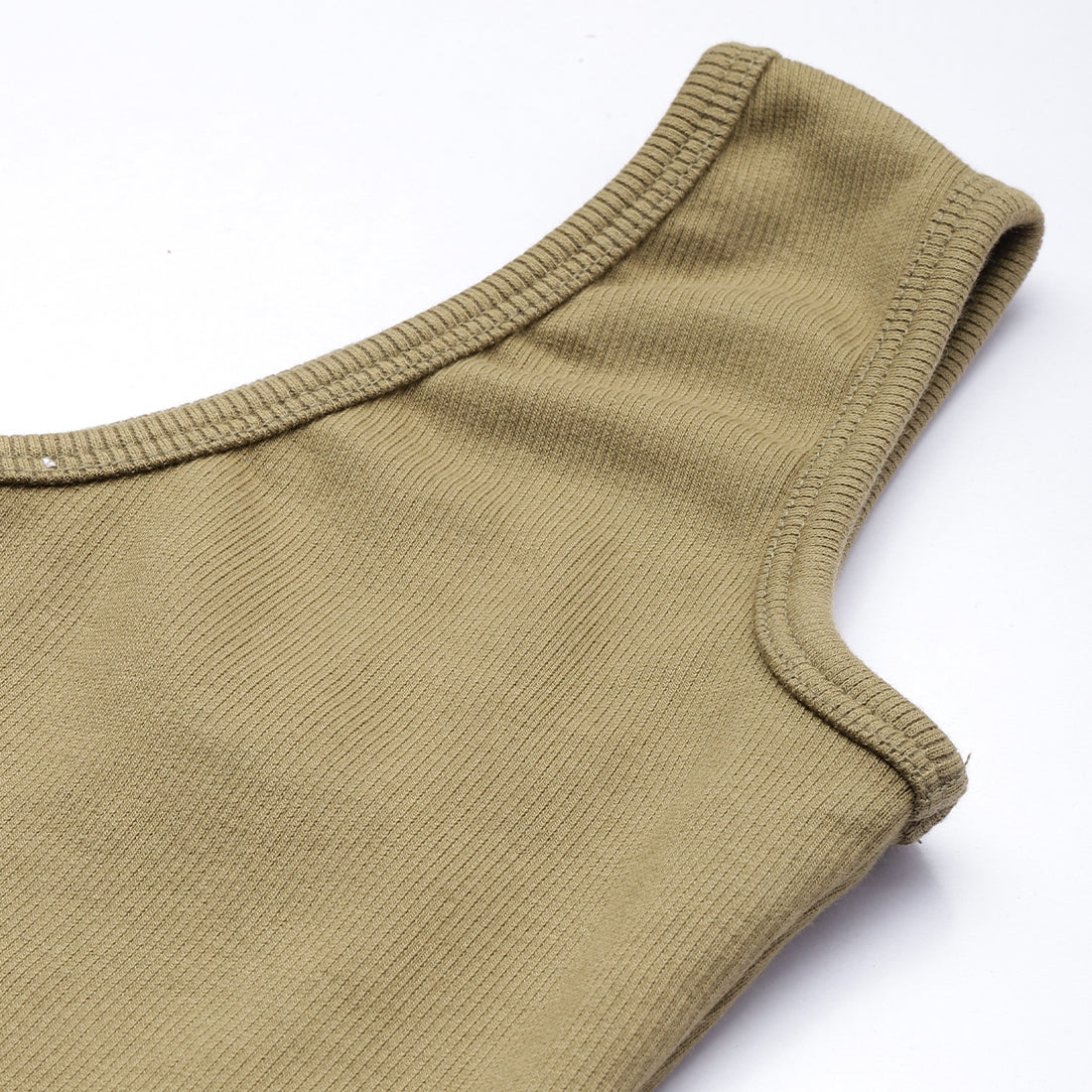 asymmetrical basic crop top#color_olive