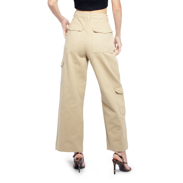 high waist cargo pocket pants#color_camel